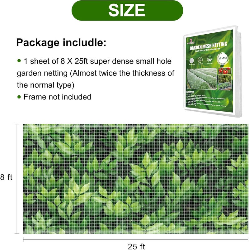 Jevrench Garden Netting, Durable Ultra Fine Garden Netting, Garden Plant Cover Row Cover Makes Plants, Vegetables, Fruits, and Flowers Grow Better (8ft x 25ft) - Image 2